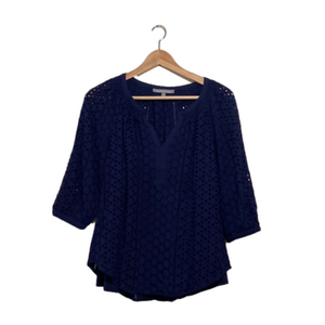 Daniel Rainn Rayon navy top . Size S
